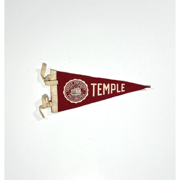 Other - Vintage 1940s 50s Temple University Philadelphia 9” Felt Pennant College RARE